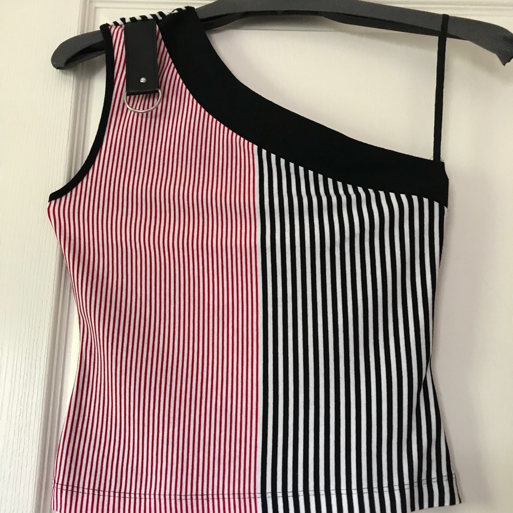 One Shoulder Striped Top